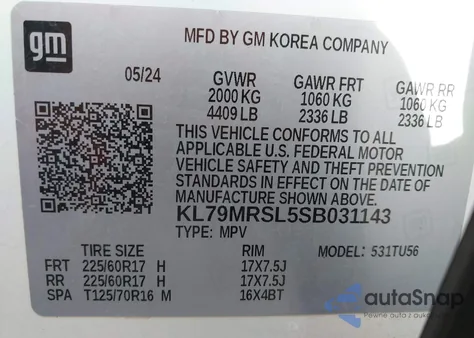 2025 Chevrolet Trailblazer Awd Lt из США, поврежденный, VIN KL79MRSL5SB031143